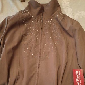 NWT BonWorth Mocha Zip Jacket with Jewels
